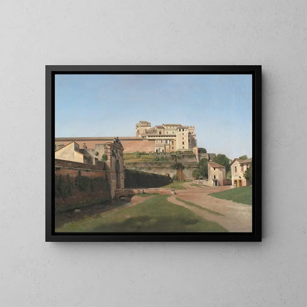 Porta Angelica and part of the Vatican - Christoffer Wilhelm Eckersberg — framed artwork on a wall