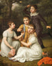 portret van de eigenaar van de plantage Chamberlain en vice-gouverneur van de Antillen. De vier kinderen van Søbøtker geschilderd in de tuin van Hummeltofte - Christoffer Wilhelm Eckersberg — weergave van het kunstwerk