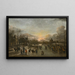 Landschapschilderij Winterlandschap bij zonsondergang met personages die kolven op het ijs - Cirkel van Aert van der Neer — ingelijst kunstwerk aan de muur