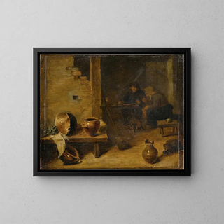 Circle of David Teniers the Younger - Tavern interior with peasants eating in the background.webp