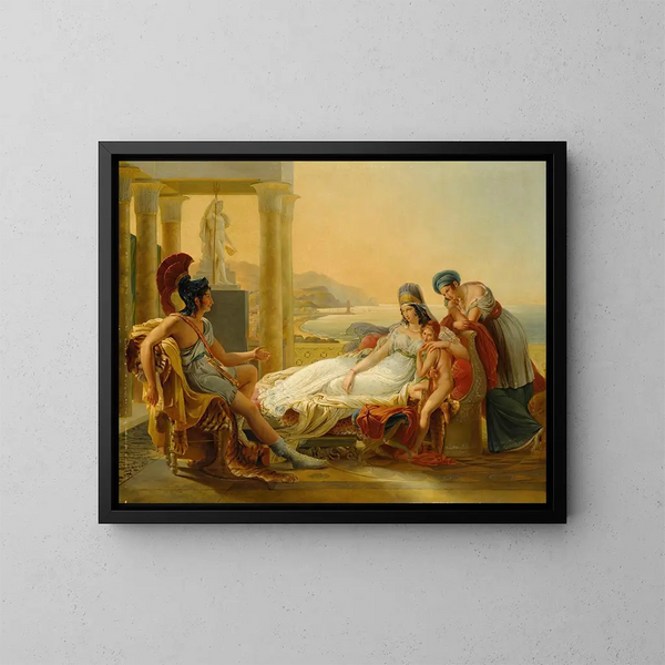van Eneüs die de tegenspoed van Troje vertelt aan Dido - Cirkel van Pierre-Narcisse Guérin — ingelijst kunstwerk aan de muur