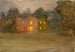 Een groot huis verlicht in de nacht - Clare Marsh — weergave van het kunstwerk