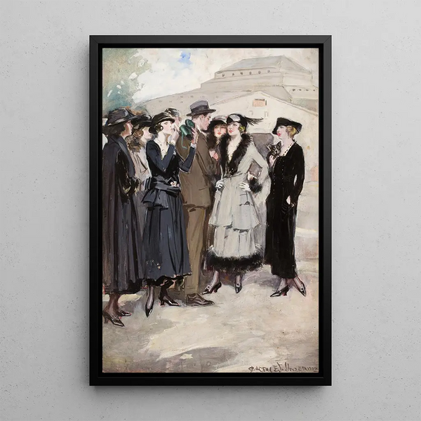 Reproduction of the painting Group of women and a man - Clarence F. Underwood