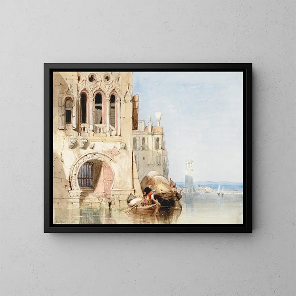 A Caprice Scene in Venice - Clarkson Stanfield — framed artwork on a wall