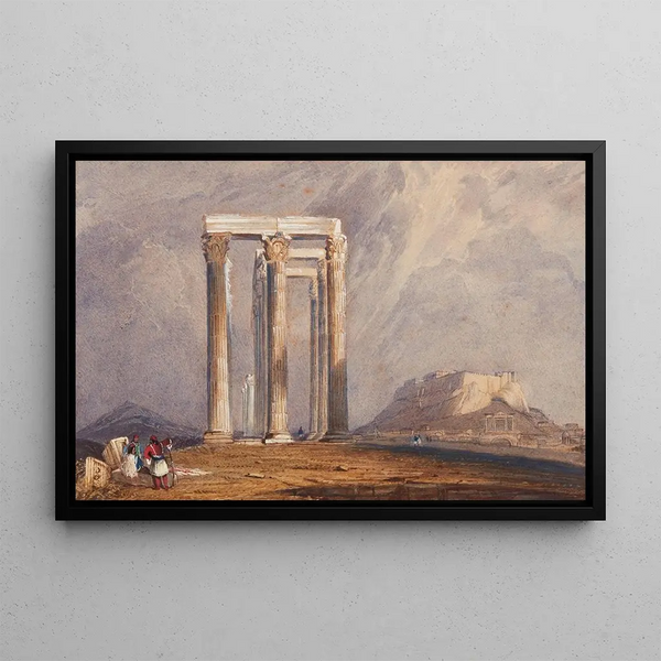 The Temple of Jupiter Olympian Athens - Clarkson Stanfield — framed artwork on a wall