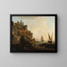 Landschap met denkbeeldig landschap, scène van Italiaanse haven - Claude-Joseph Vernet — ingelijst kunstwerk aan de muur