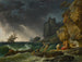 van stormachtige zeeën met schipbreukelingen - Claude-Joseph Vernet — weergave van het kunstwerk