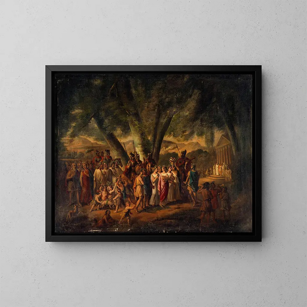 Procession antique heading towards a temple - Claude Joseph Vernet — framed artwork on a wall