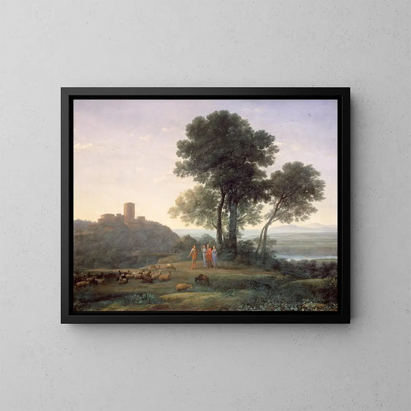 Jacob with Laban and his daughters - Claude Lorrain — framed artwork on a wall