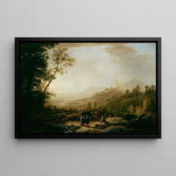 Sunrise - Claude Lorrain — framed artwork on a wall