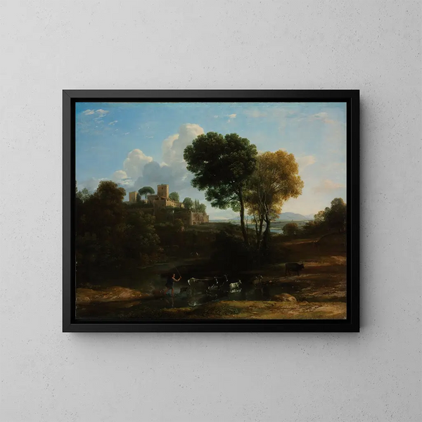 Villa dans la Campagne romaine - Claude Lorrain — framed artwork on a wall