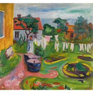 Clothes On A Line In Åsgårdstrand - Edvard Munch | Reproduction Tableau Décoration murale affiche copie