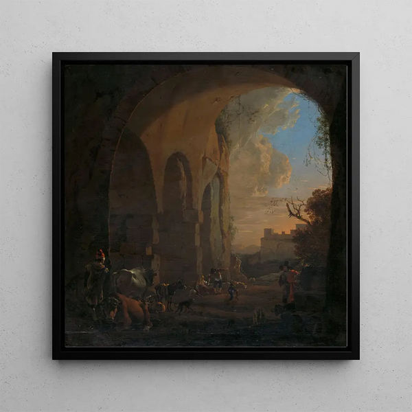 Conducteurs avec du bétail sous une arche du Colisée à Rome - Jan Asselijn