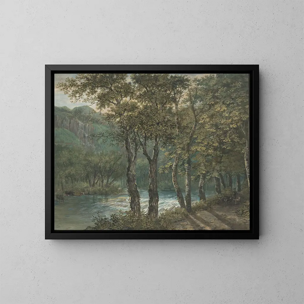 Light of the sun filtering through the trees along the Sihl River - Conrad Gessner — framed artwork on a wall