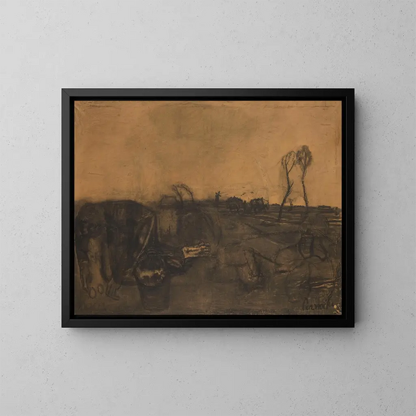 Landschap met een koeiengras - Constant Permeke — ingelijst kunstwerk aan de muur