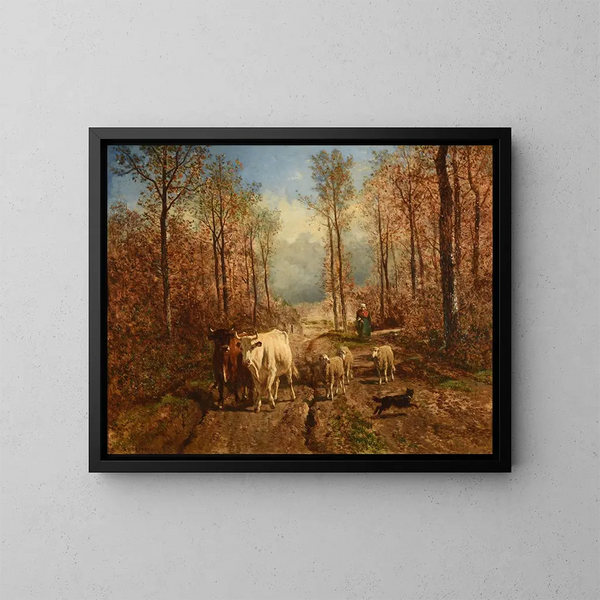 Back to the Herd - Constant Troyon — framed artwork on a wall