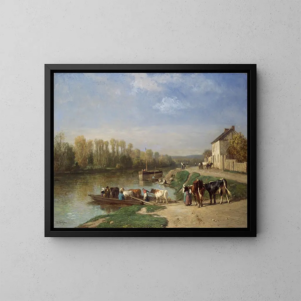 The Ferry Crossing - Constant Troyon — framed artwork on a wall