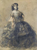 Jonge vrouw in crinoline - Constantin Guys — weergave van het kunstwerk