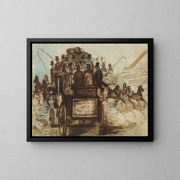 The Brighton Coach - Constantin Guys — framed artwork on a wall