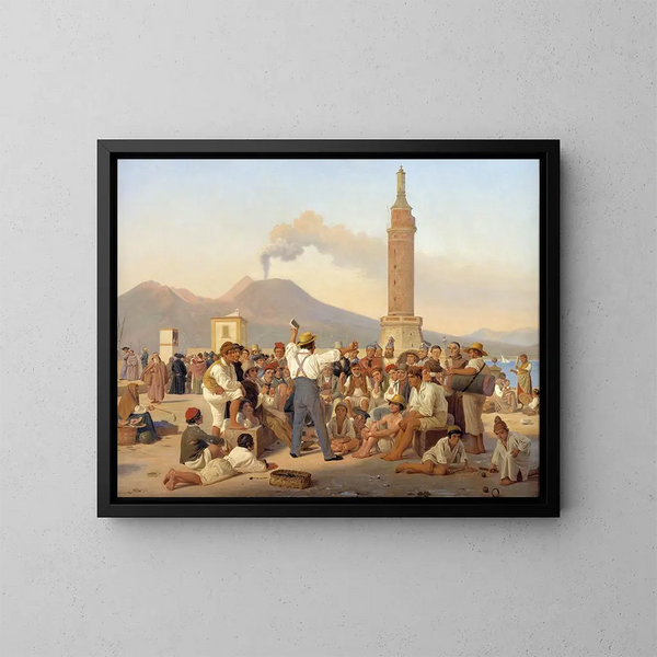 A reciter of Orlando Furioso at the Molo in Naples - Constantin Hansen — framed artwork on a wall