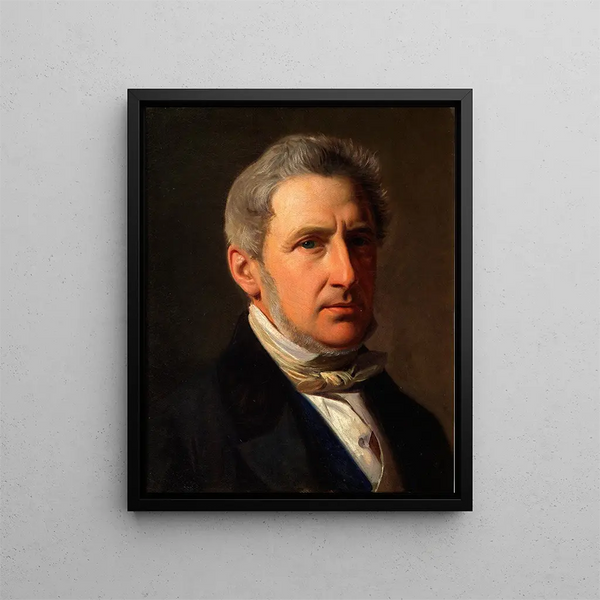 Portrait of the Squire Alfred Hage 1803-1872 - Constantin Hansen — framed artwork on a wall