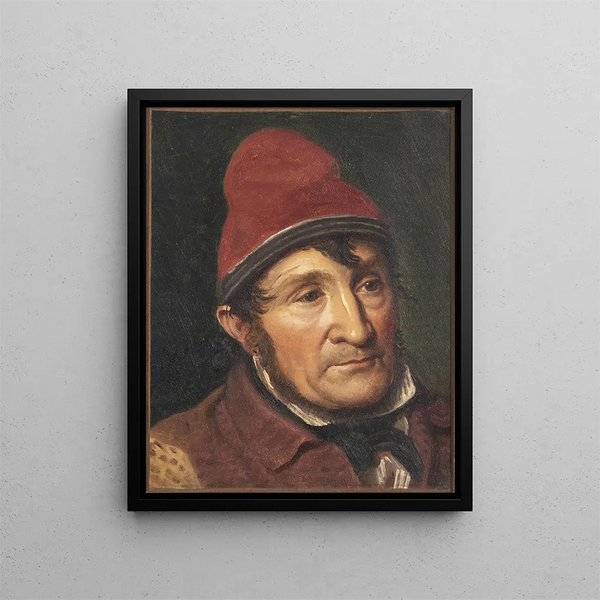 Portrait of Jean Holm Lem at Bombebssen - Constantin Hansen — framed artwork on a wall