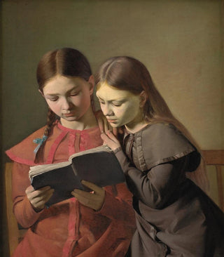 Constantin Hansen - The Artists Sisters Signe and Henriette Reading a Book.webp