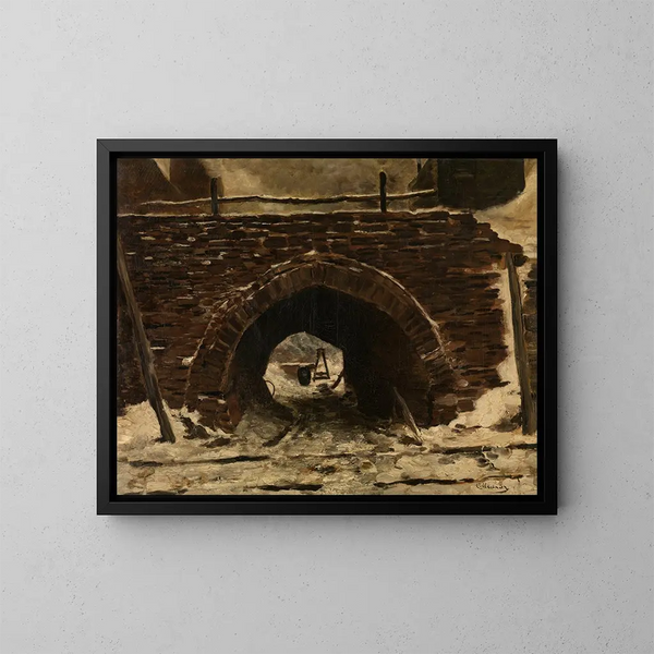 An Old Bridge - Constantin Meunier — framed artwork on a wall