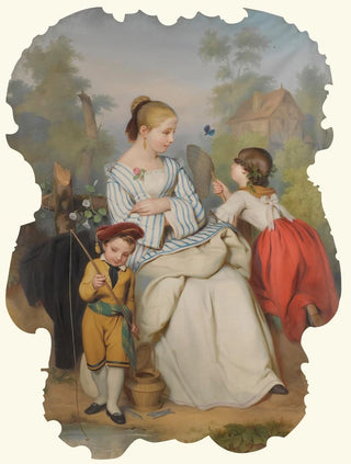 Continental School - Girl With Two Children And Butterfly.webp