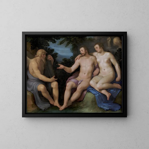 Allegory on the brevity of life - Cornelis Cornelisz van Haarlem — framed artwork on a wall