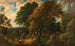Een bebost landschap met boeren en hun vee - Cornelis Huysmans — weergave van het kunstwerk