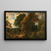 Een bebost landschap met boeren en hun vee - Cornelis Huysmans — ingelijst kunstwerk aan de muur