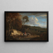 van het Bosrand schilderij met uitzicht op een vlakte en figuranten van reizigers en boeren - Cornelis Huysmans — ingelijst kunstwerk aan de muur