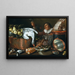 Binnenkeukenschilderij met een drinker, koperen en tinnen voorwerpen, wild en fruit - Cornelis Jacobsz Delff — ingelijst kunstwerk aan de muur