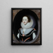 Portret van een vrouw met een framboos en een zwarte jurk - Cornelis Jonson van Ceulen — ingelijst kunstwerk aan de muur