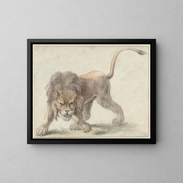 Lion - Cornelis Saftleven — framed artwork on a wall
