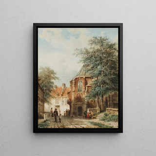 Cornelis Springer - Figures In The Dorpsstraat Asperen.webp