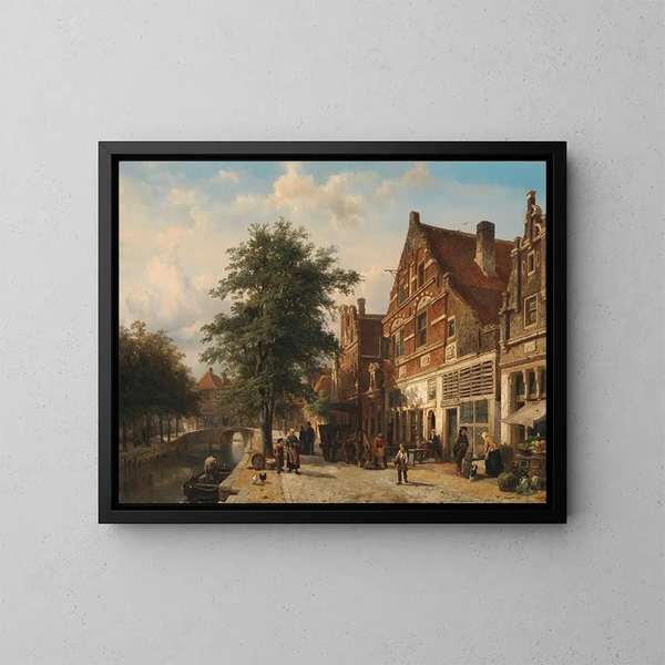 The Zuiderhavendijk in Enkhuizen - Cornelis Springer — framed artwork on a wall