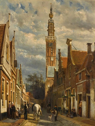 Cornelis Springer - The carillon tower in Edam.webp