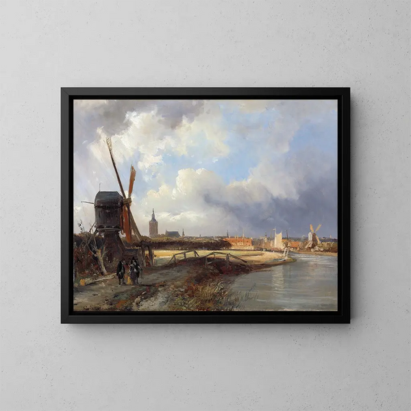 View of The Hague - Cornelis Springer — framed artwork on a wall