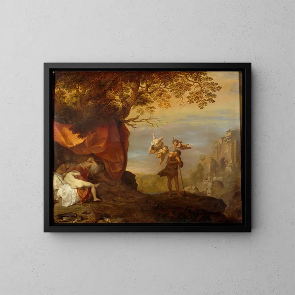 Cimon et Iphigénie - Cornelis van Poelenburch — framed artwork on a wall