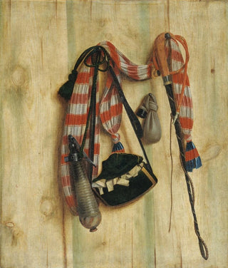 Cornelius Norbertus Gijsbrechts - Trompe Loeil With Riding Whip And Letter Bag.webp