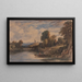 Landscape painting with windmill - Cornelius Varley — framed artwork on a wall