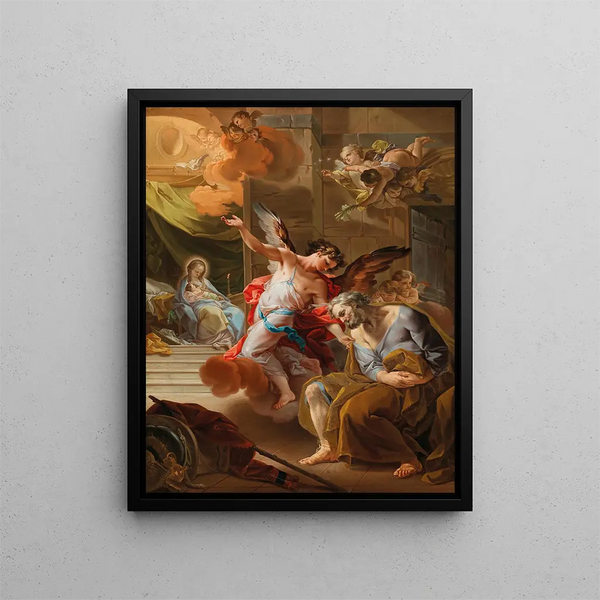 The Dream of Joseph - Corrado Giaquinto — framed artwork on a wall