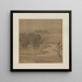 Cottages dans un bosquet brumeux en automne - Li Anzhong — ingelijst kunstwerk aan de muur