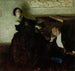 romantisch koppel zittend bij de piano - Dean Cornwell — weergave van het kunstwerk