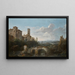 Landschapschilderij met rivier en ruïnes van een aquaduct - César Van Loo — ingelijst kunstwerk aan de muur