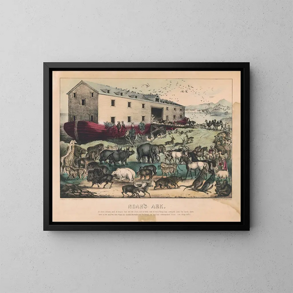 L'arche de Noé - Currier & Ives — ingelijst kunstwerk aan de muur
