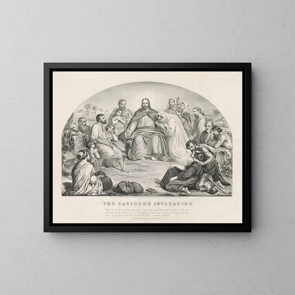 L'invitation du Sauveur - Currier & Ives — ingelijst kunstwerk aan de muur