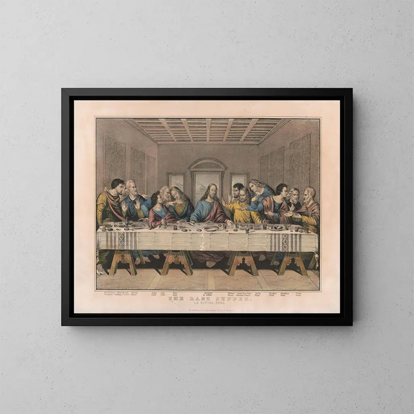 Het Laatste Avondmaal - Currier & Ives — ingelijst kunstwerk aan de muur